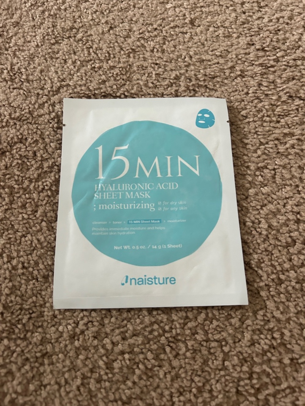 Naisture 15 Minute Hyaluronic Acid Sheet Mask - Moisturizing Light Blue